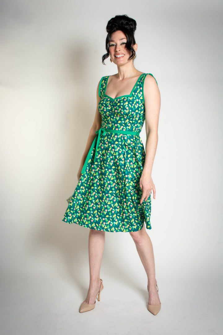 Sadie Dress- Green Cherries*sale