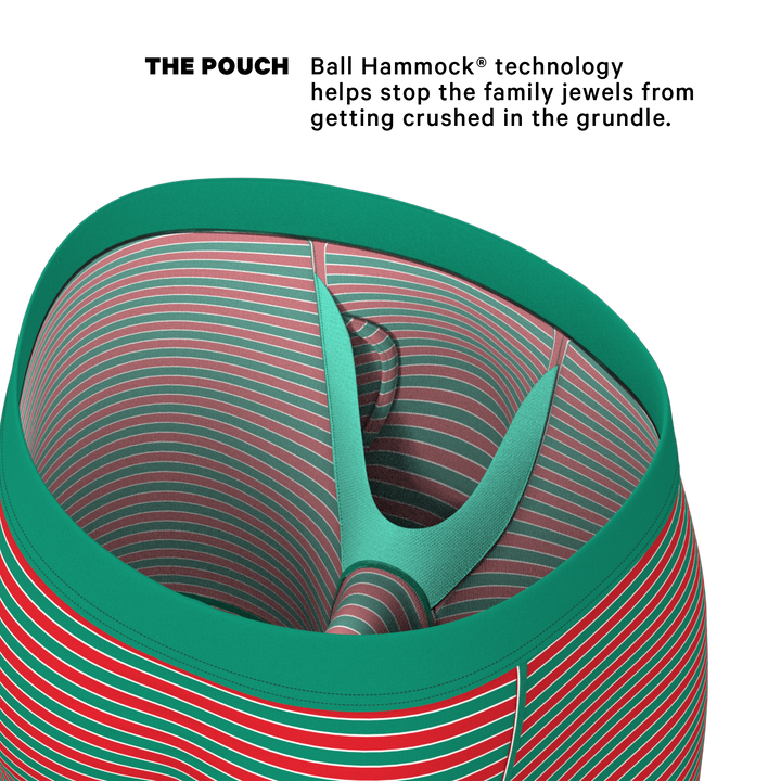 The Stripe Club | Christmas Striped Long Leg Ball Hammock® Pouch Boxers With Fly