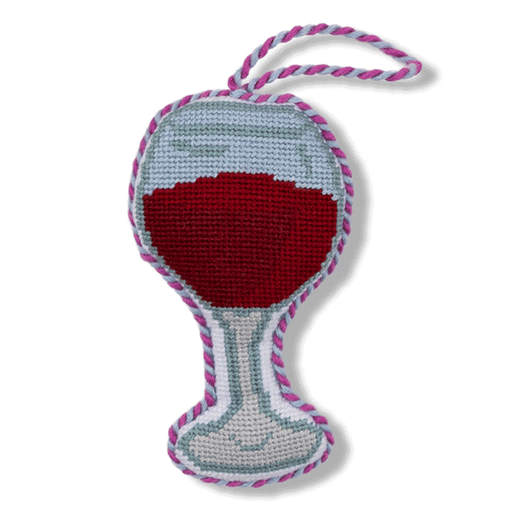 Needlepoint Icon Ornament - Red Wine