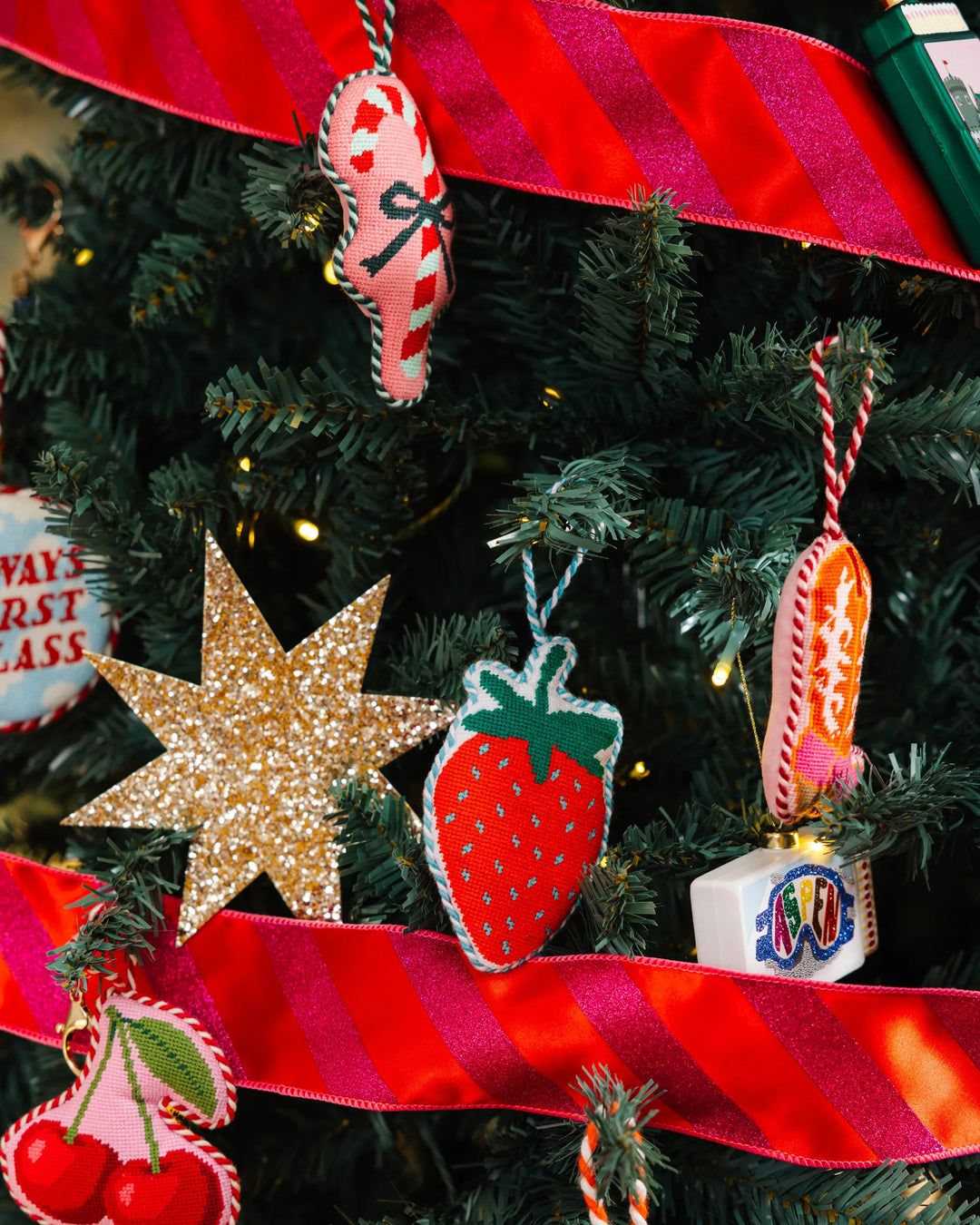 Needlepoint Icon Ornament - Candy Cane