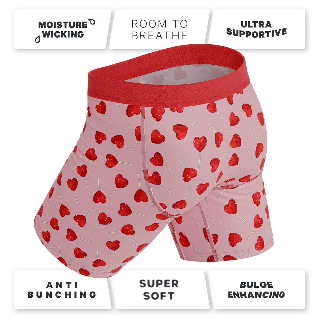 The Suckered In | Heart Lollipop Long Leg Ball Hammock® Pouch Underwear With Fly