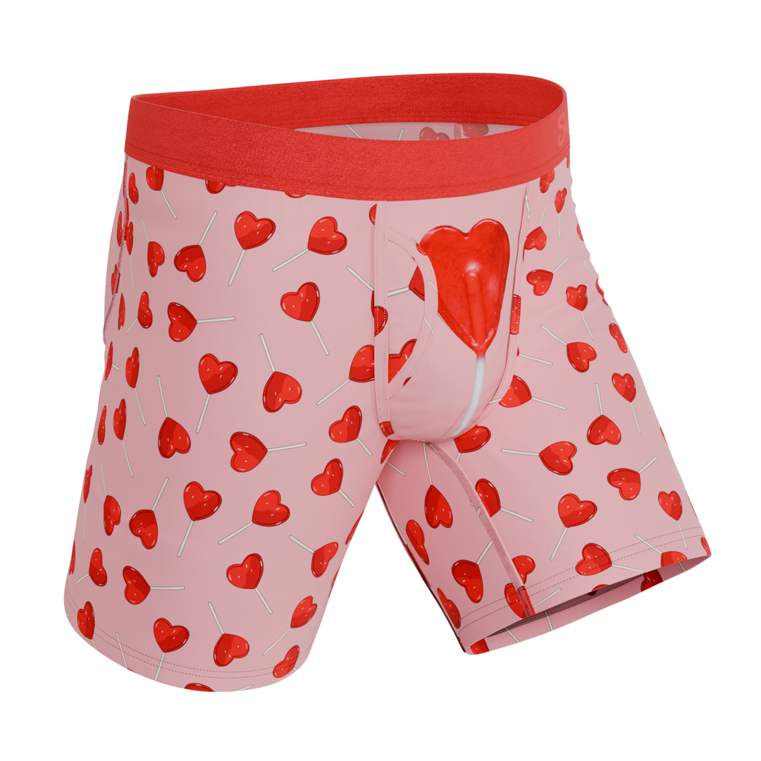 The Suckered In | Heart Lollipop Long Leg Ball Hammock® Pouch Underwear With Fly