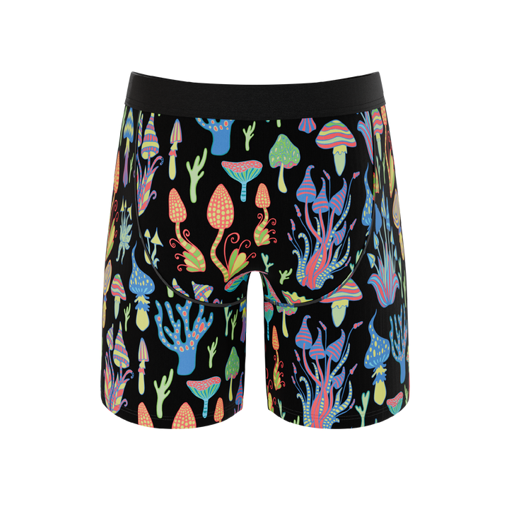 The Super Shroom | Neon Mushrooms Long Leg Ball Hammock® Pouch Underwear With Fly
