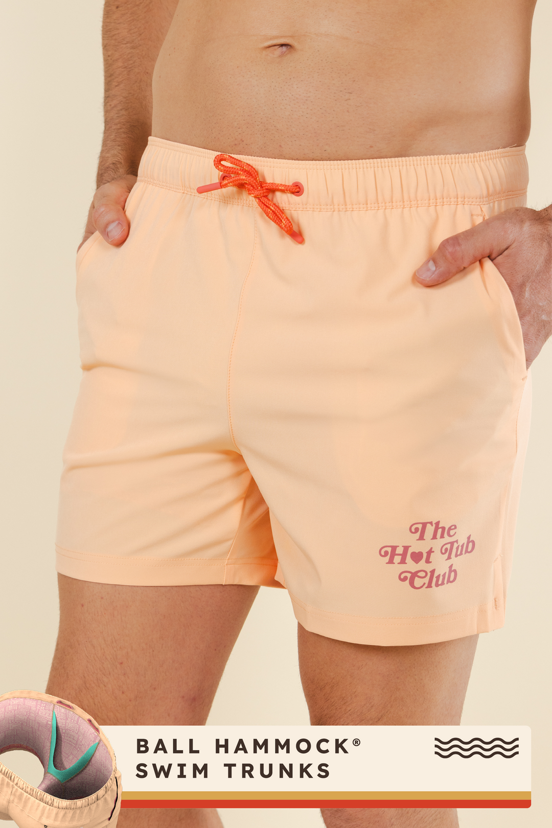 The Beach House | Orange Island Block Ball Hammock® Pouch 5" Swim Trunks