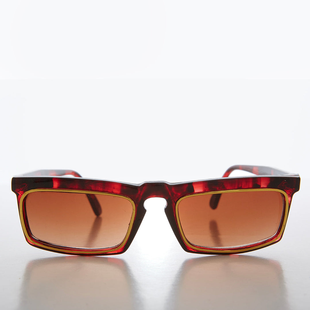 Rectangular 90s Sunglass with Gold Rim - Tandy