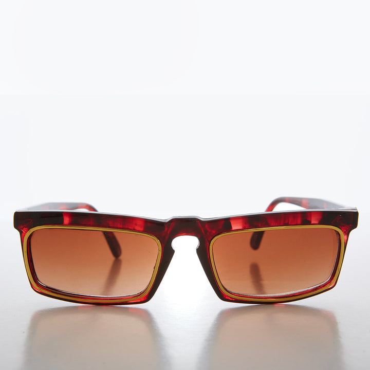 Rectangular 90s Sunglass with Gold Rim - Tandy