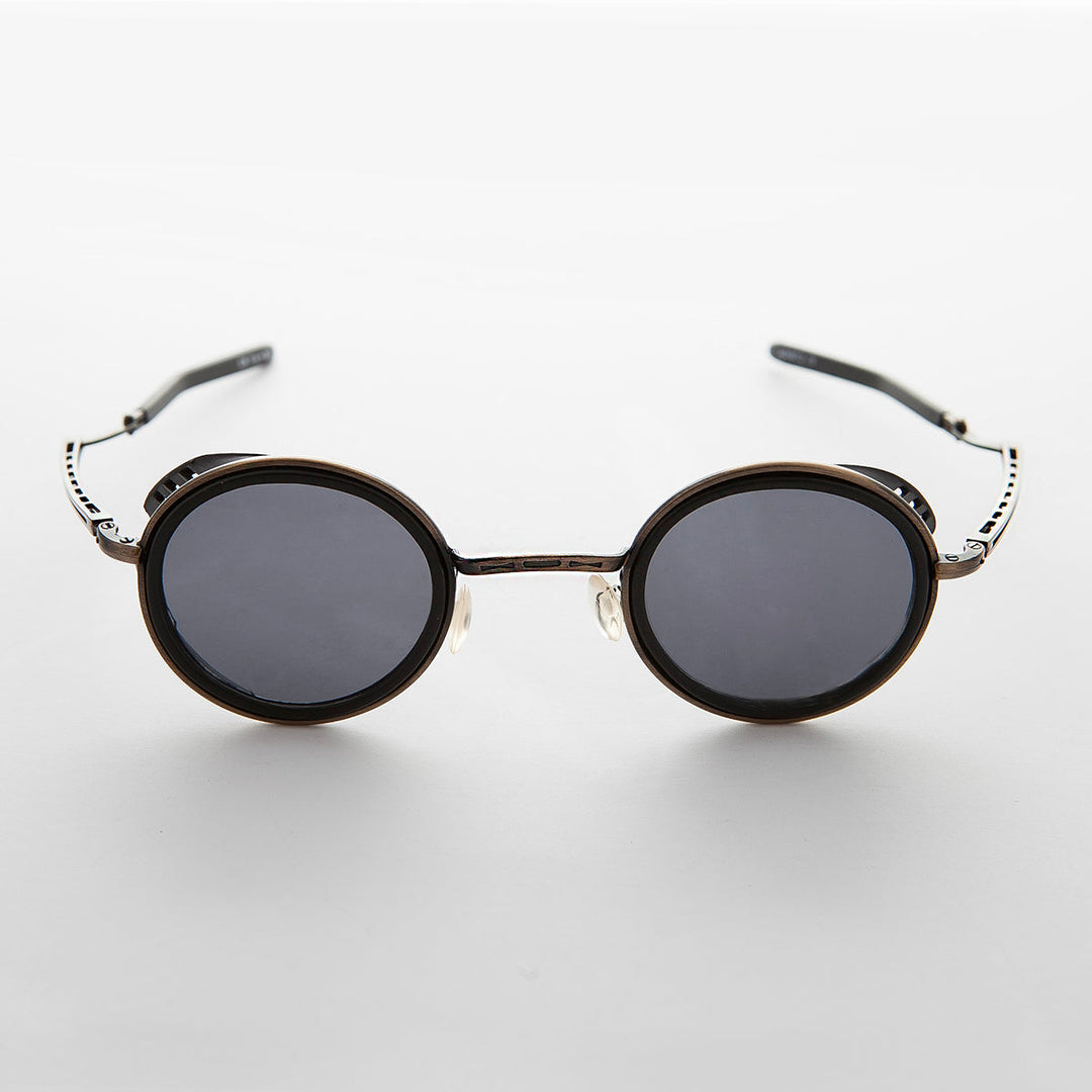 Round Side Shield Folding Sunglasses - Tesla