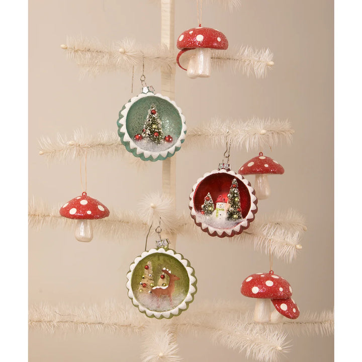 Red Spotted Mushroom Ornaments S/2 by Bethany Lowe Designs