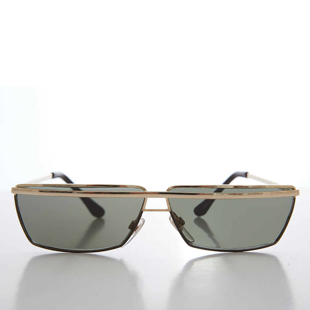 Futuristic Rectangle Gold Brow Sunglasses - Tilly