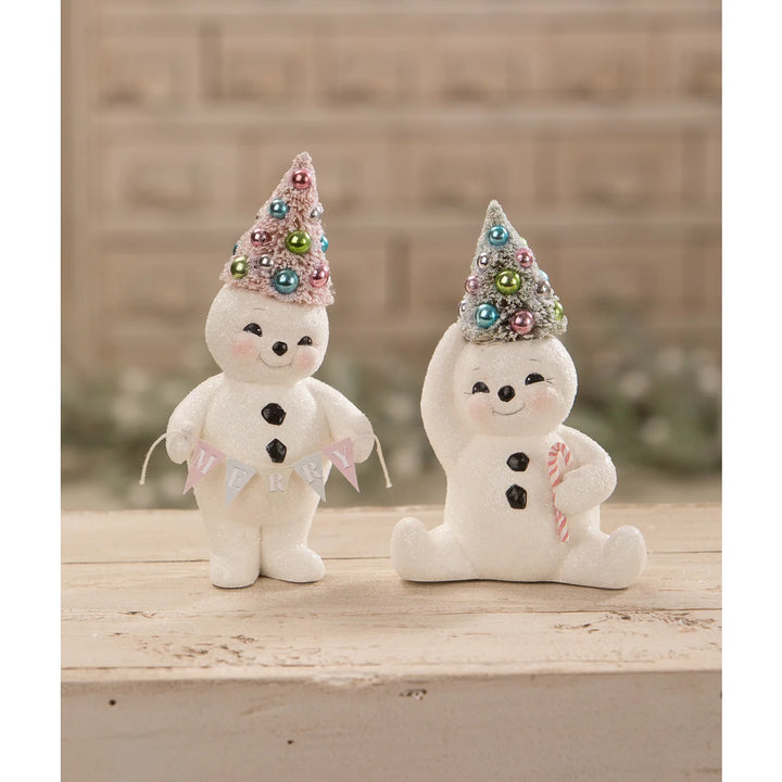 Pastel Candy Cane Snowman With Tree by Bethany Lowe Designs