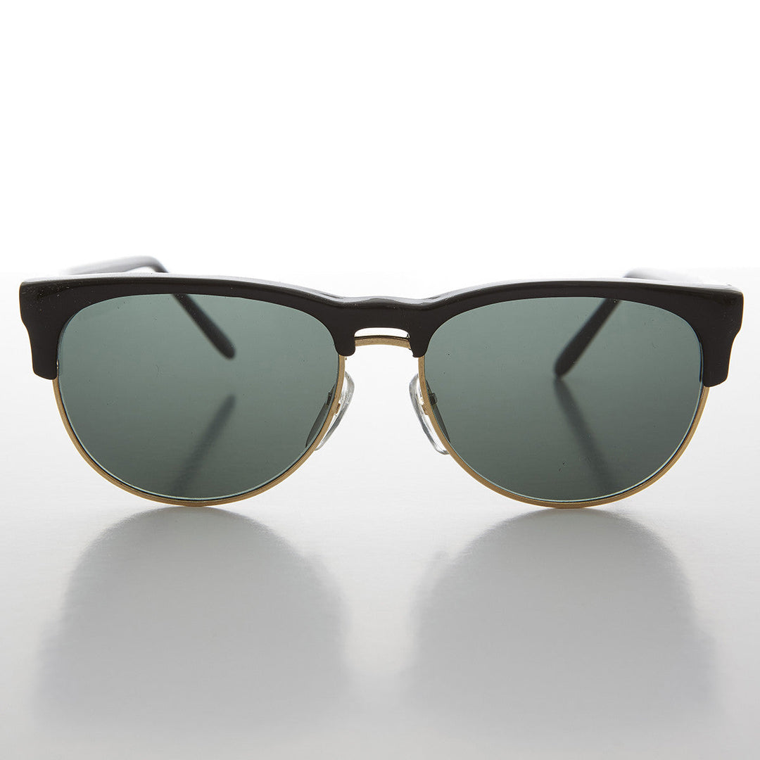 Gold Half Frame 80s Vintage Retro Sunglass - Tristan