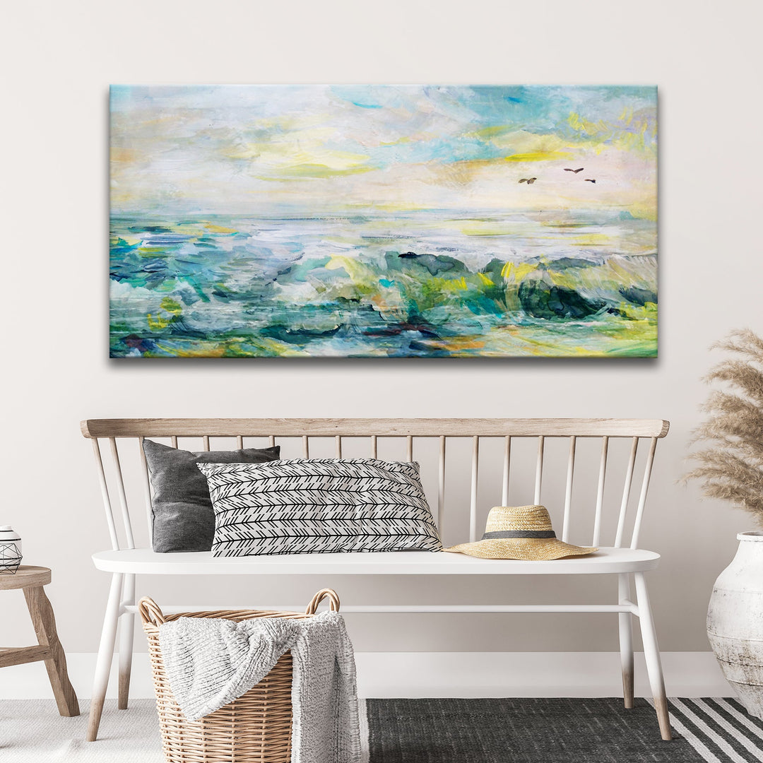 Rocks, Sea, And Sky Canvas Wall Art