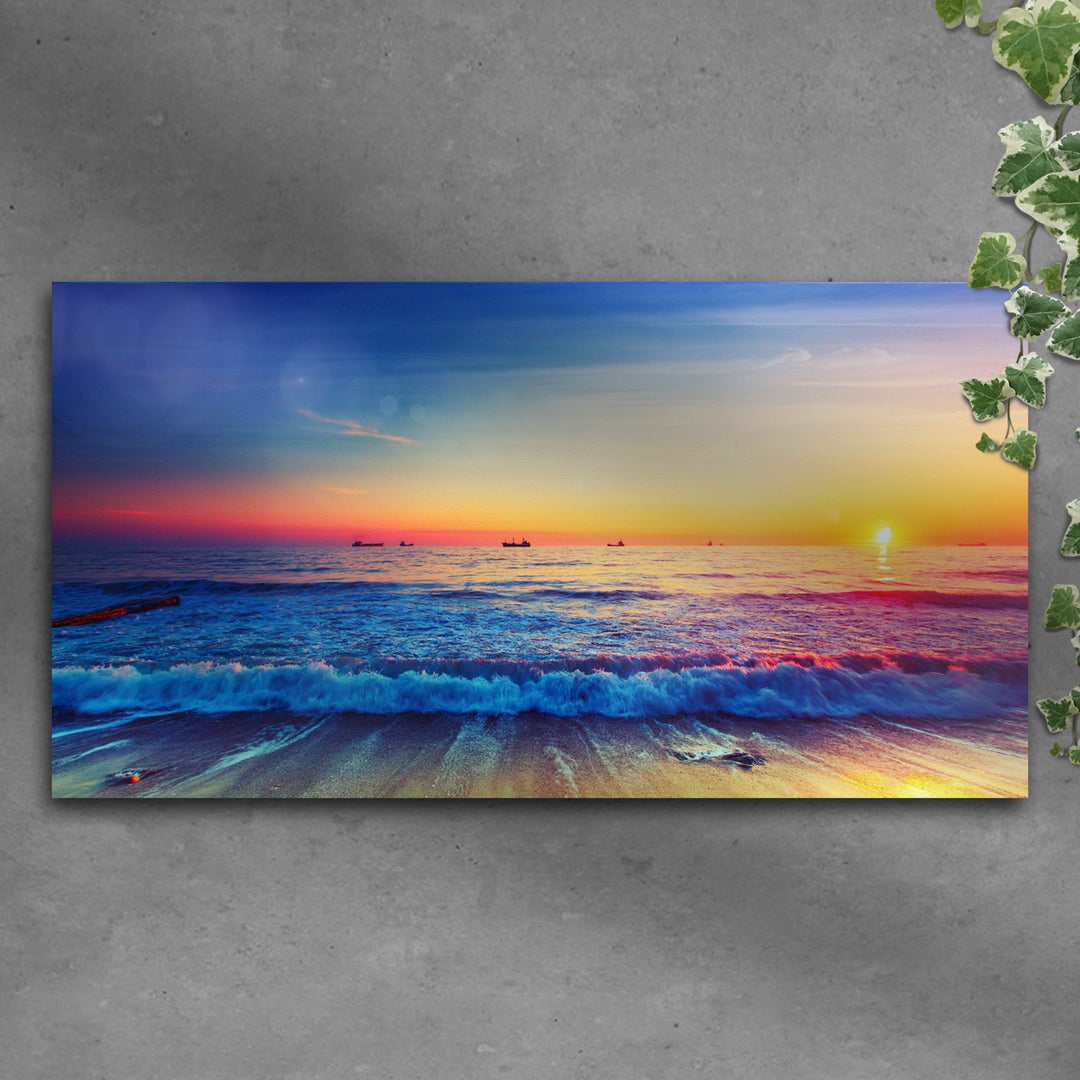 Sunrise Over The Ocean Canvas Wall Art