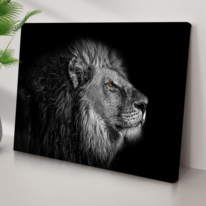 Black And White Lion Head Canvas Wall Art