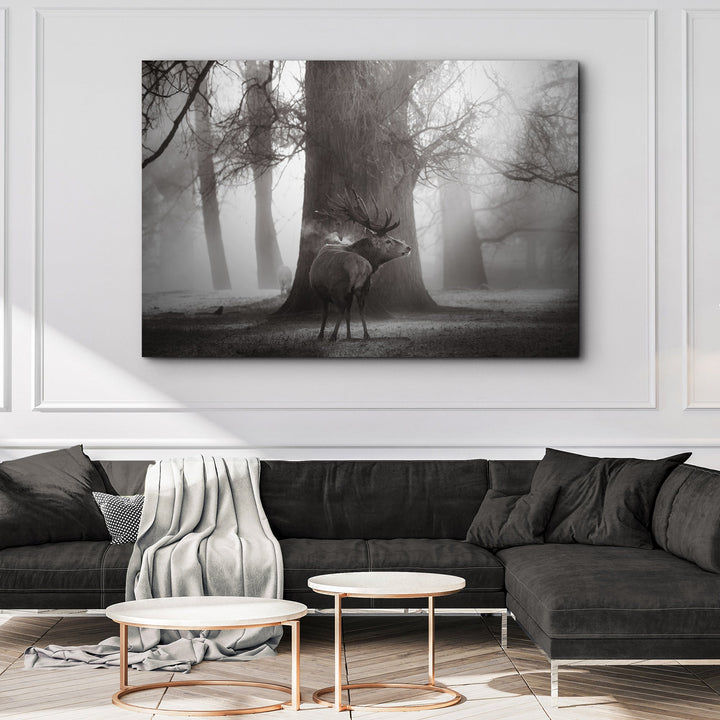 Monochrome Deer Canvas Wall Art