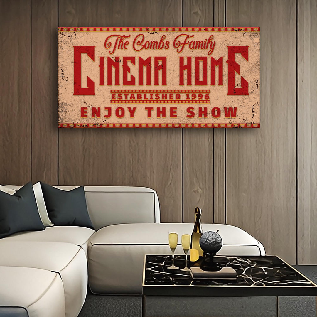 Enjoy The Show Family Cinema Home Sign