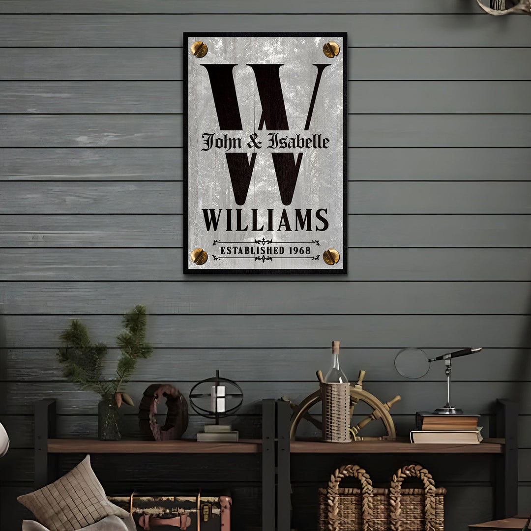 Family Name Portrait Monogram Sign III