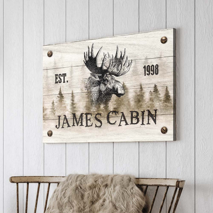 Family Moose Cabin Sign