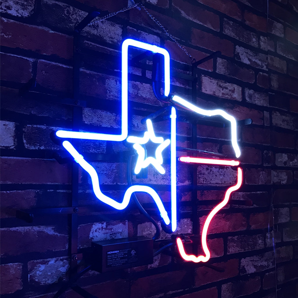 Texas Map with Lone Star Beer Neon Signs Light