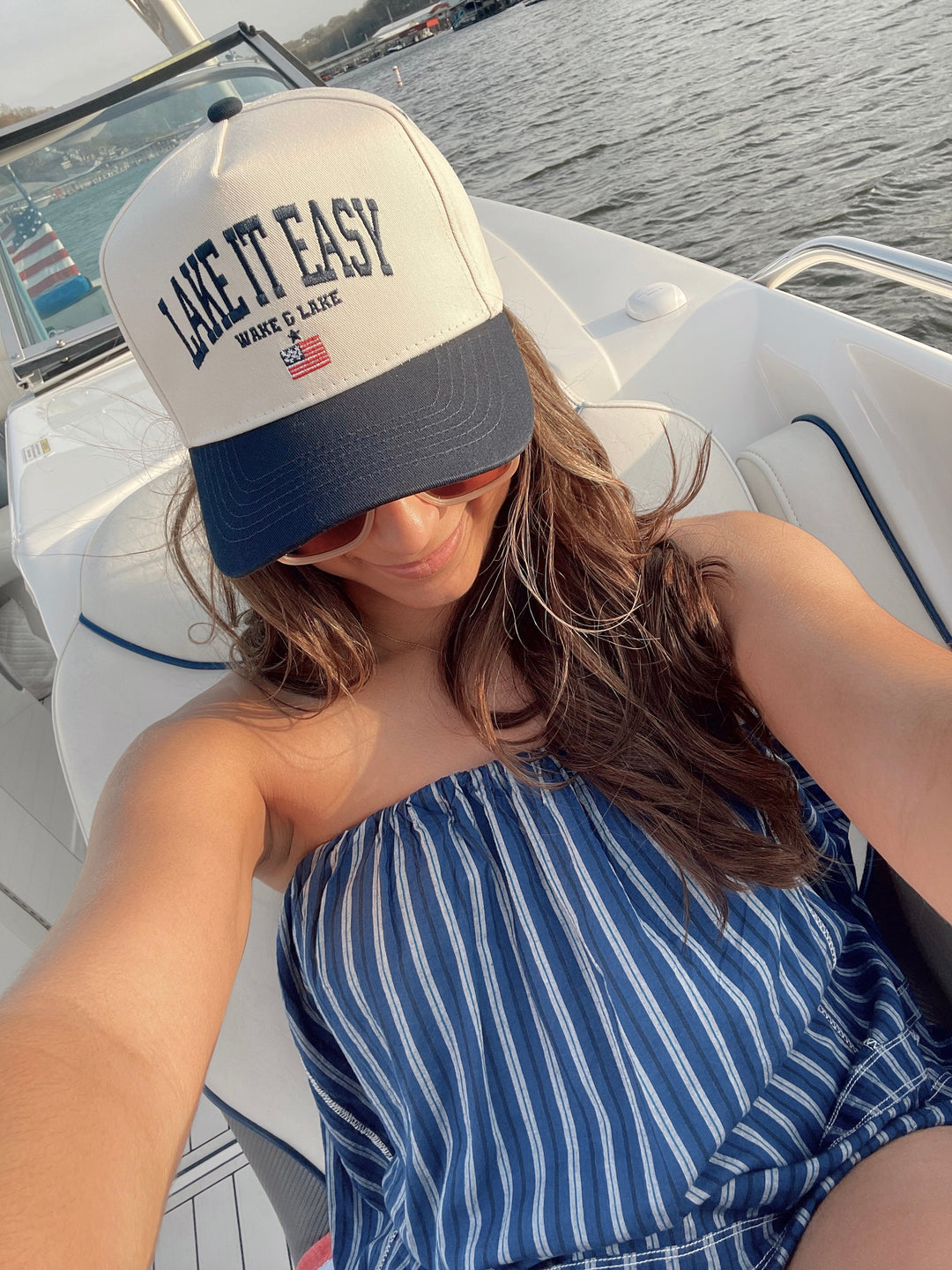 Lake it Easy - Navy Vintage Trucker Hat