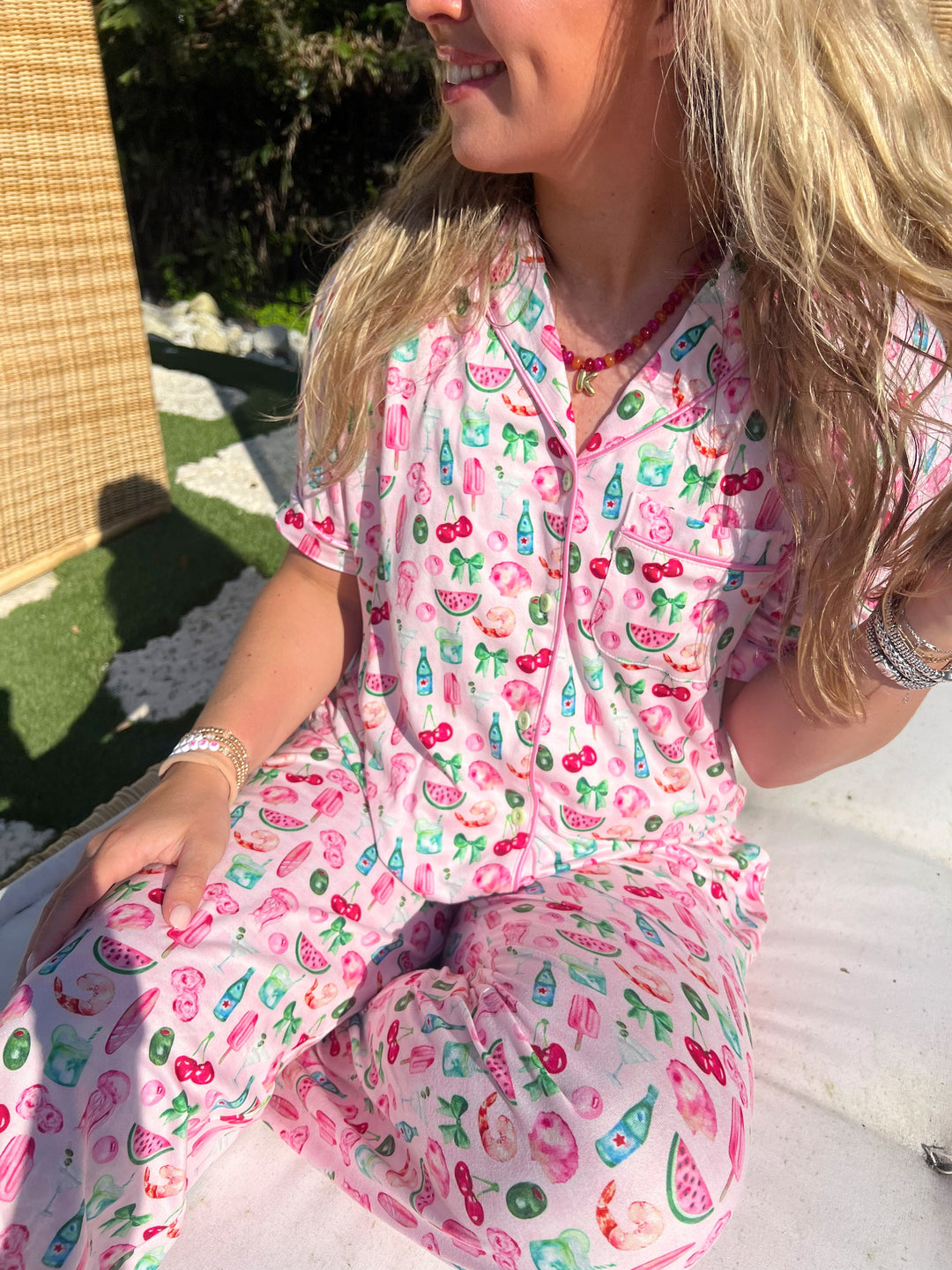 Pink Summer Spritz - Short Sleeve + Pant Pajama Set