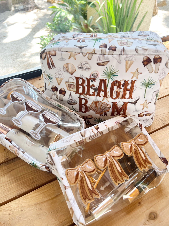 3 Brown Bows - Snap Clear Pouch
