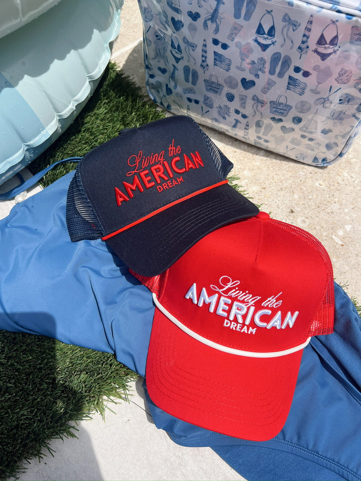 Living the American Dream - Red and Navy Vintage Trucker Hat