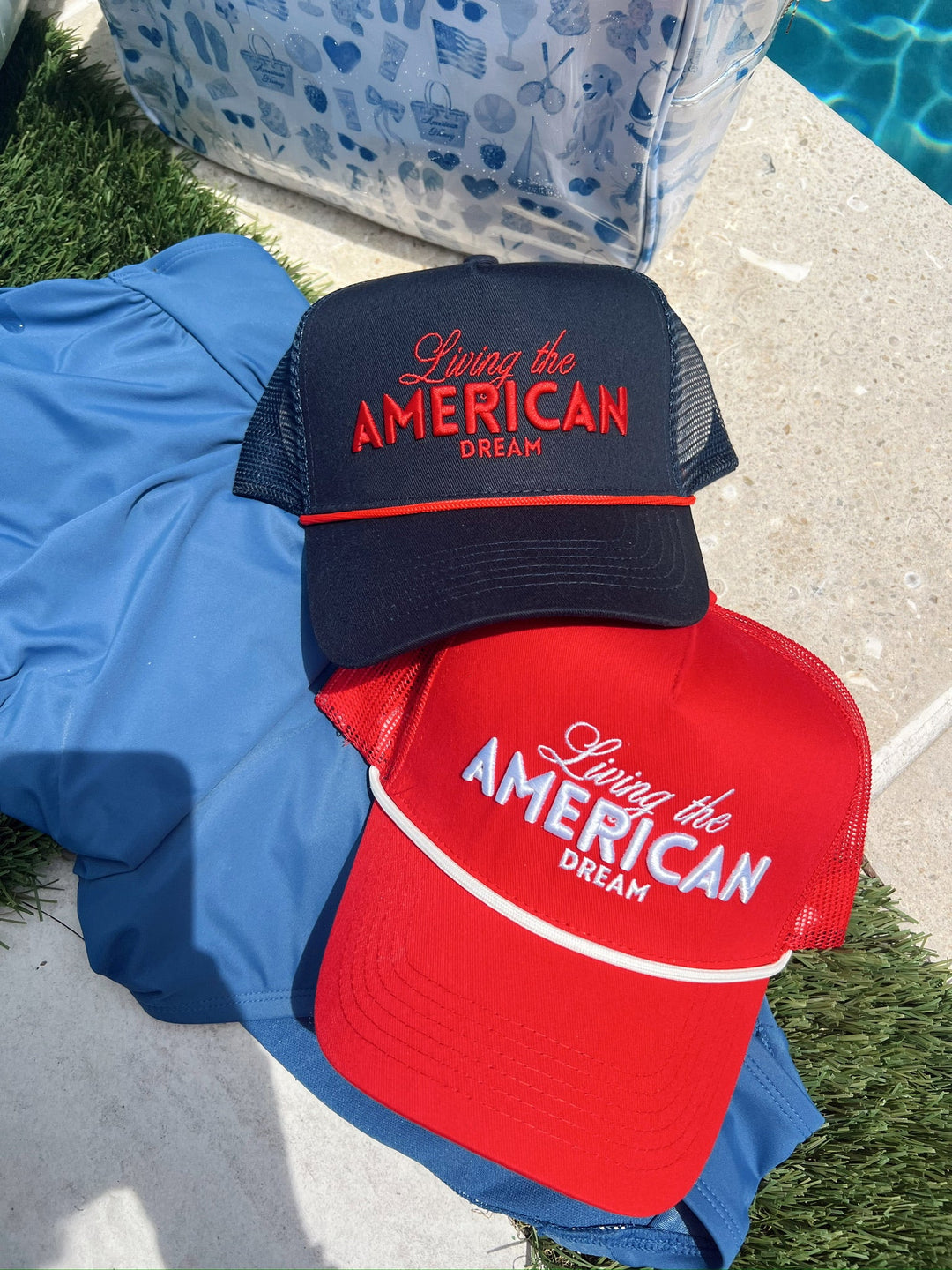 Living the American Dream - Red and Navy Vintage Trucker Hat