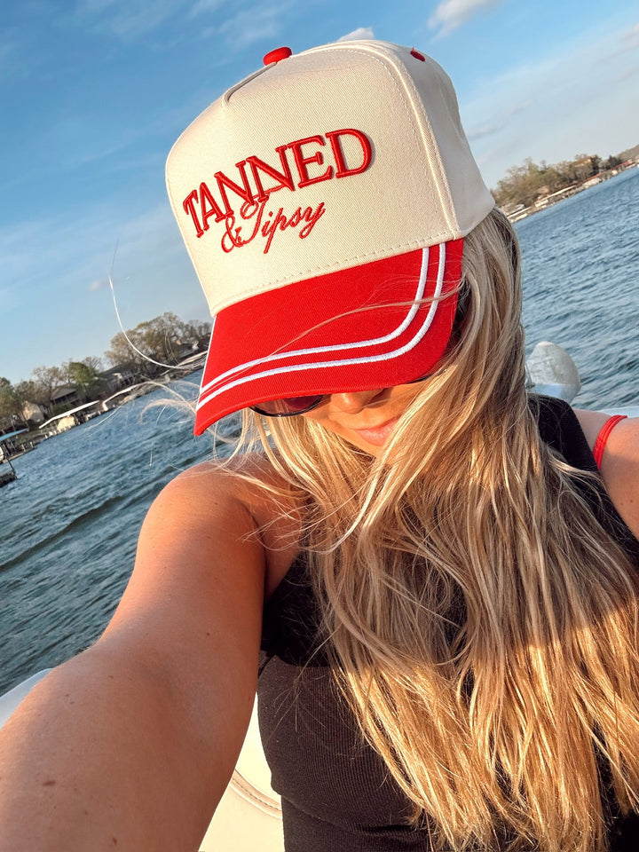 Tanned & Tipsy - Red Vintage Trucker Hat
