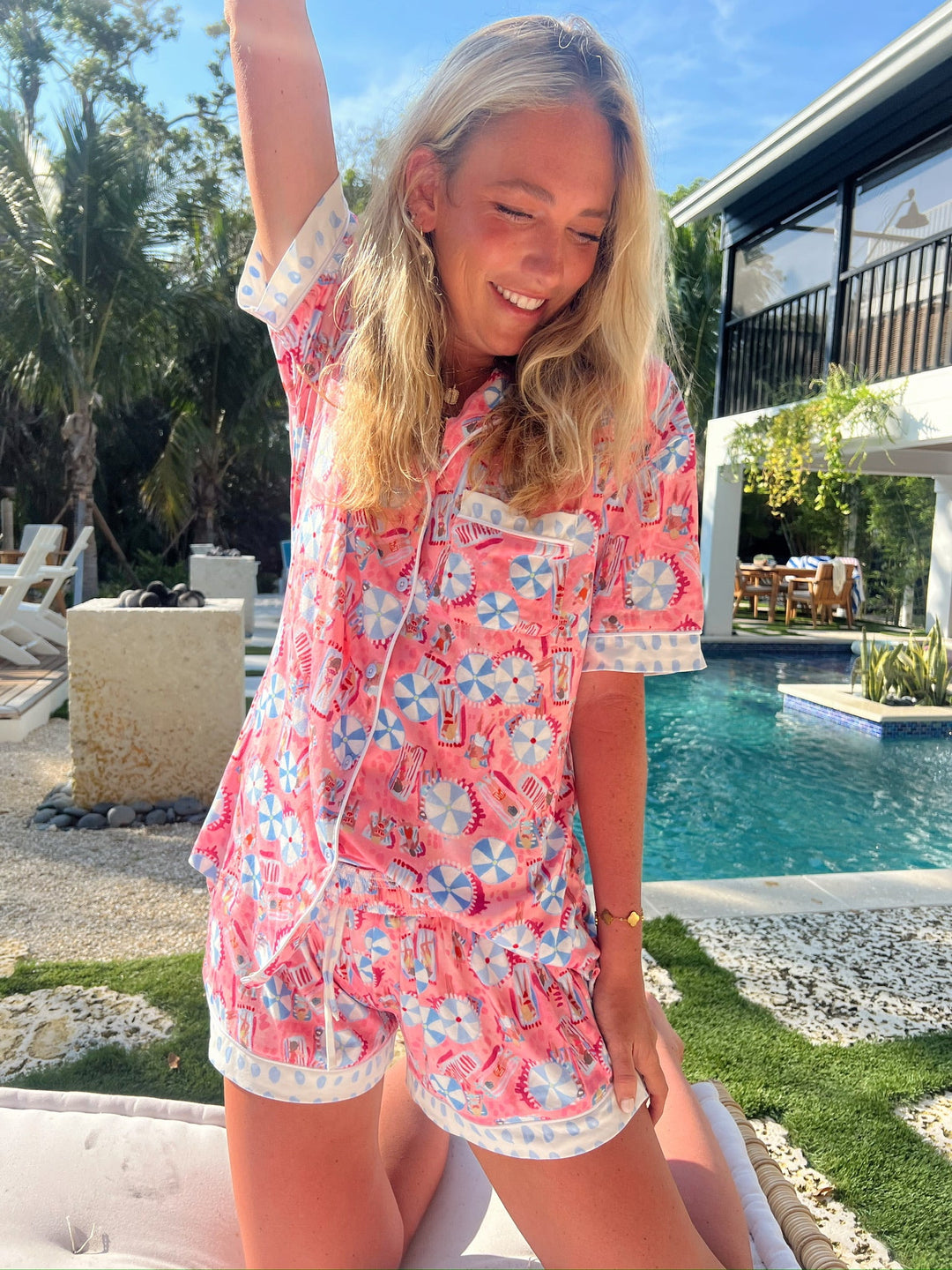 Pink Beach - Short Sleeve Pajama Set