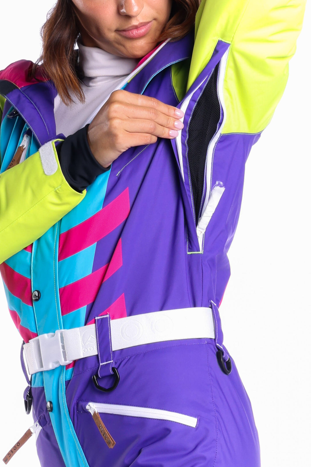 The Chute Your Shot | Neon Purple Retro Women's One Piece Ski Suit
