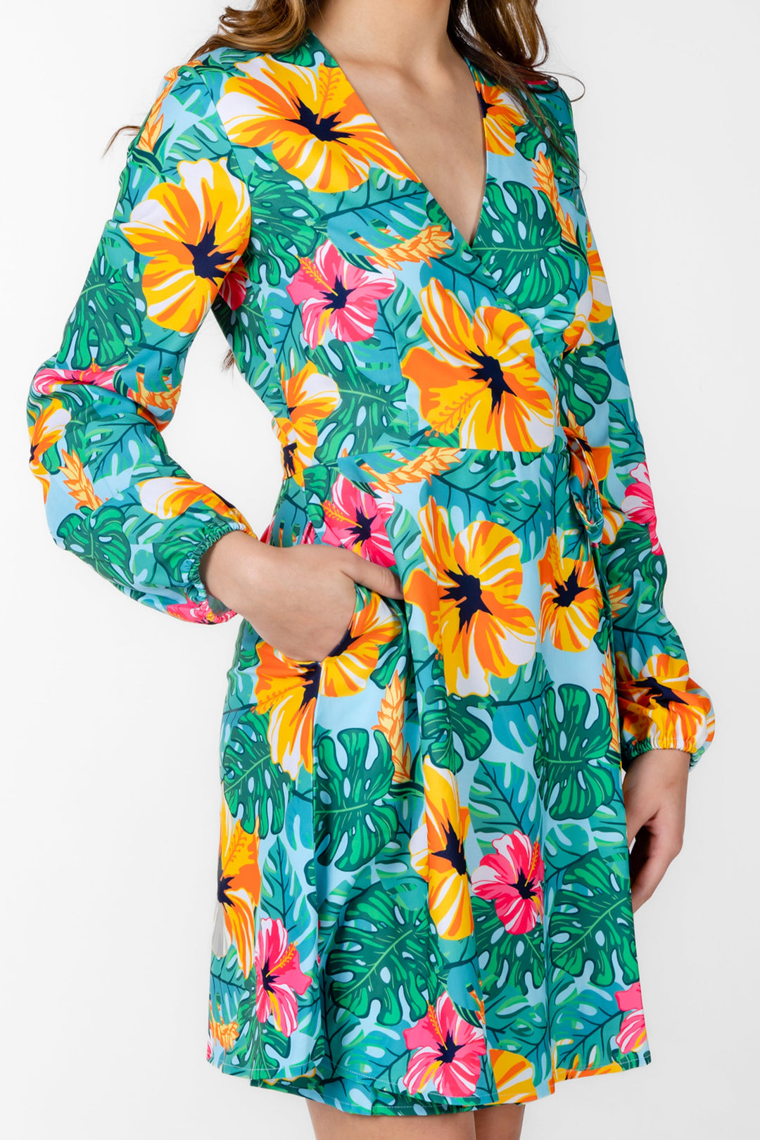 The Hibiscus Honeymoon | Floral Hawaiian Wrap Dress