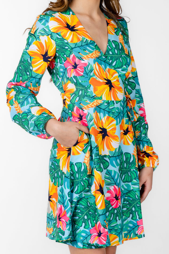 The Hibiscus Honeymoon | Floral Hawaiian Wrap Dress
