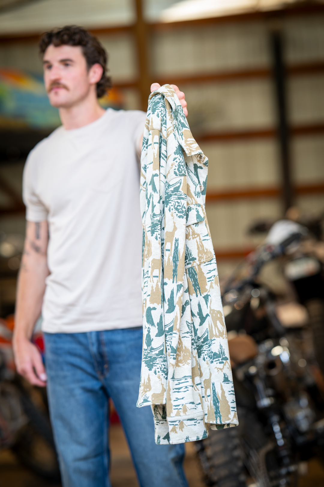 The Trophy | Deer and Geese Chinchilla Soft™ Long Sleeve Stretch Button Up Shirt
