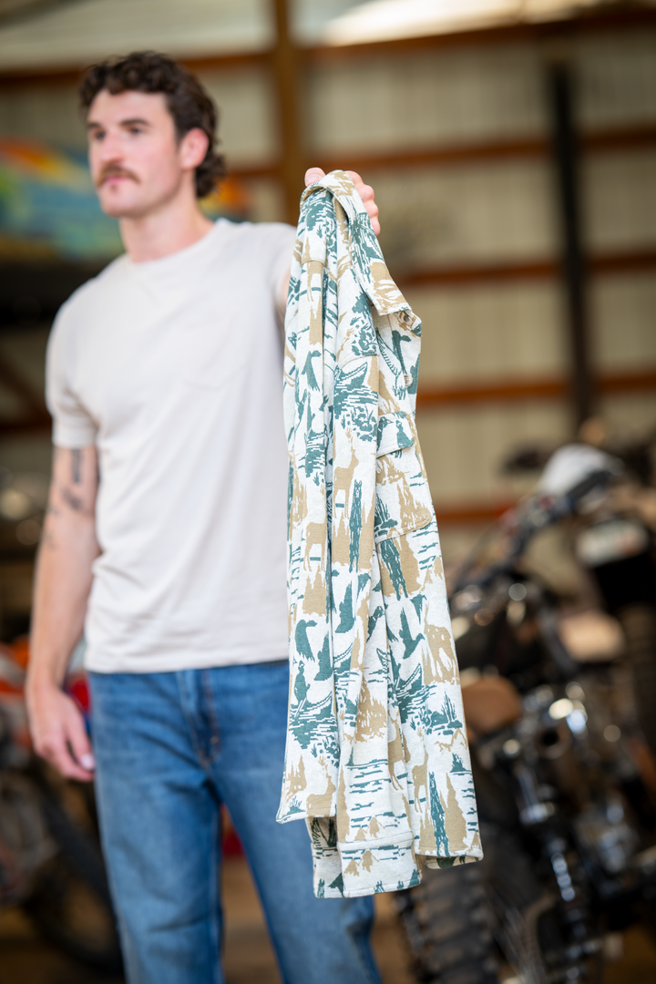 The Trophy | Deer and Geese Chinchilla Soft™ Long Sleeve Stretch Button Up Shirt