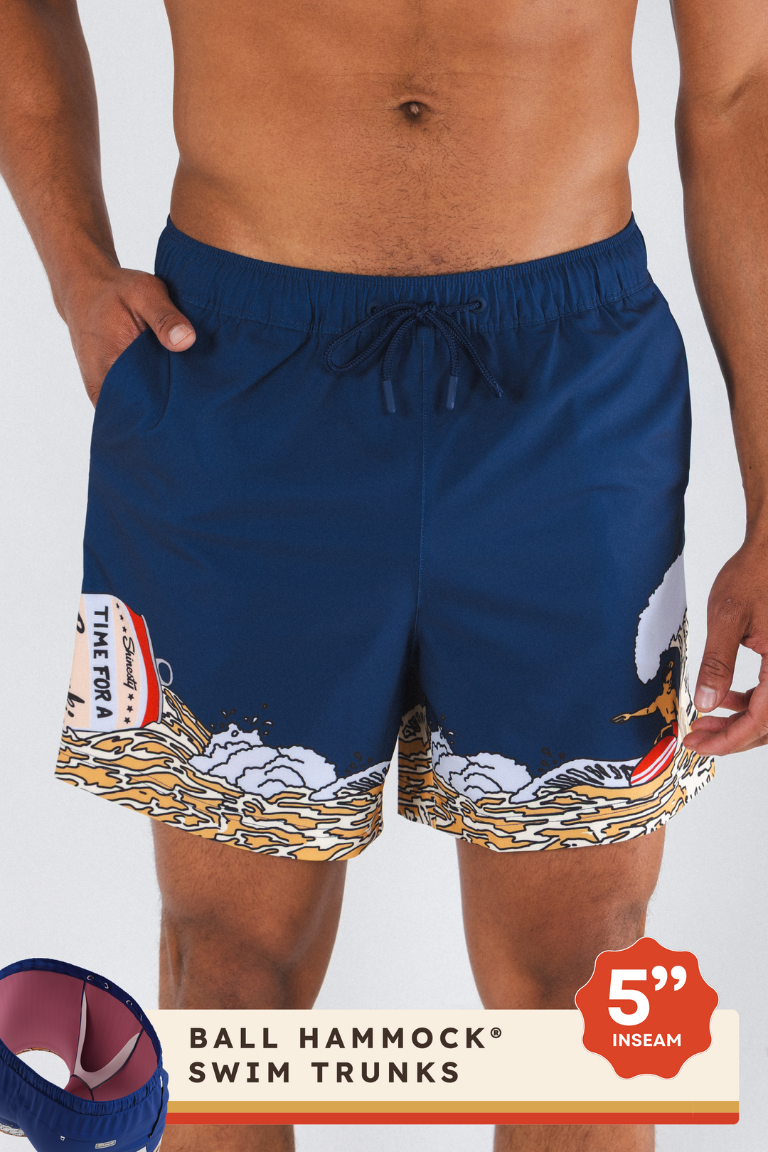 The Tidal Lager | Beer Surfer Ball Hammock® Pouch 5" Swim Trunks