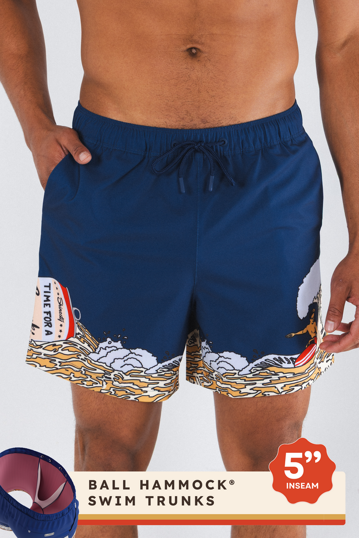 The Tidal Lager | Beer Surfer Ball Hammock® Pouch 5" Swim Trunks