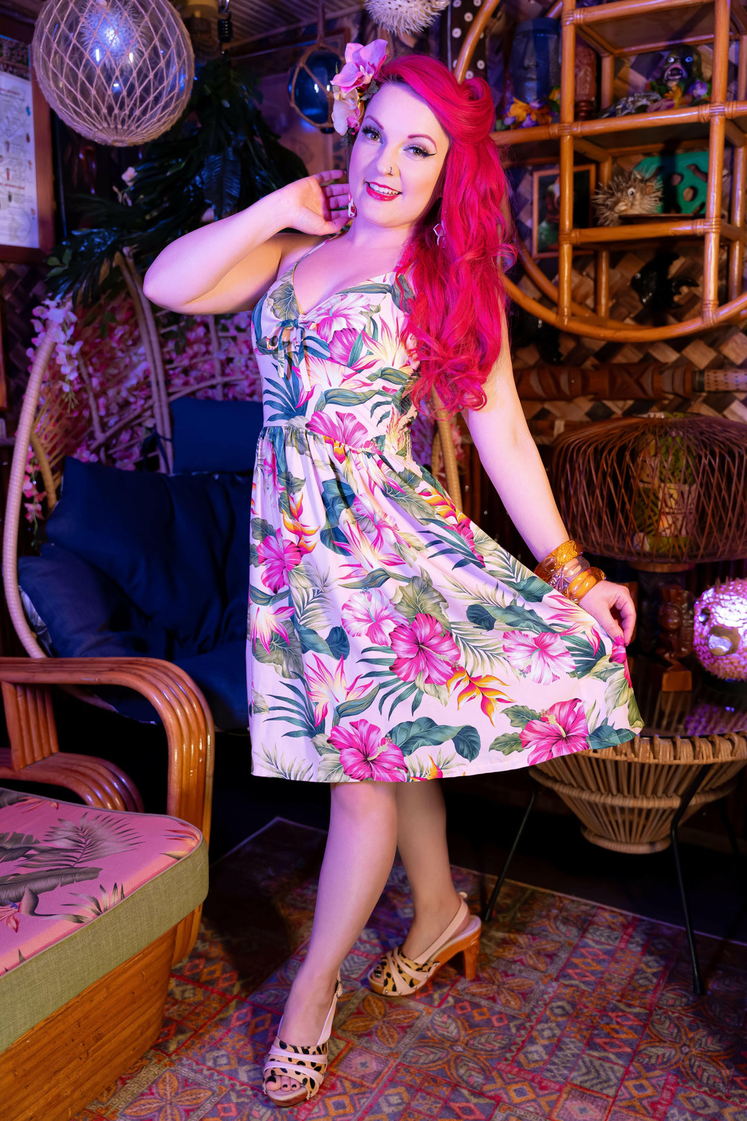 the Rockin' Tiki - with a Vixen Pink Leather and Leopard Slingback