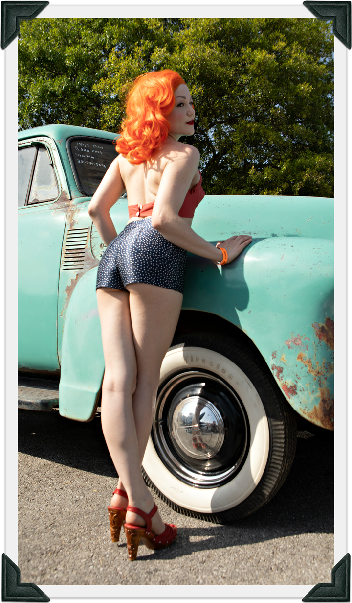 the Rockin' Tiki/with Ankle Strap- in Scarlette Leather