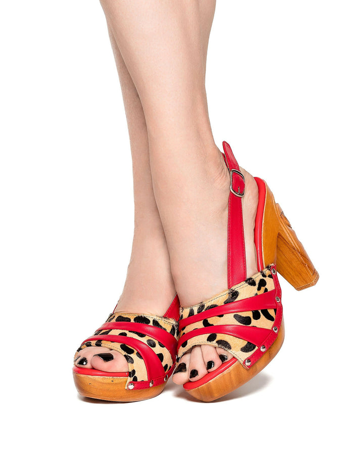 the Rockin' Tiki - with a Scarlette Red Leather and Leopard Slingback