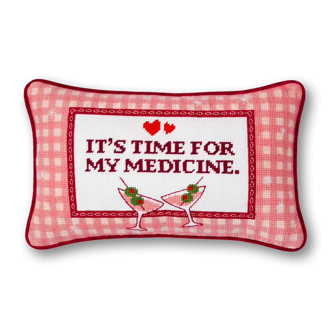 Time for my Medicine Needlepoint Pillow