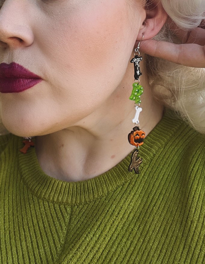Trick or Treat Halloween Earrings by Lipstick & Chrome – view 6