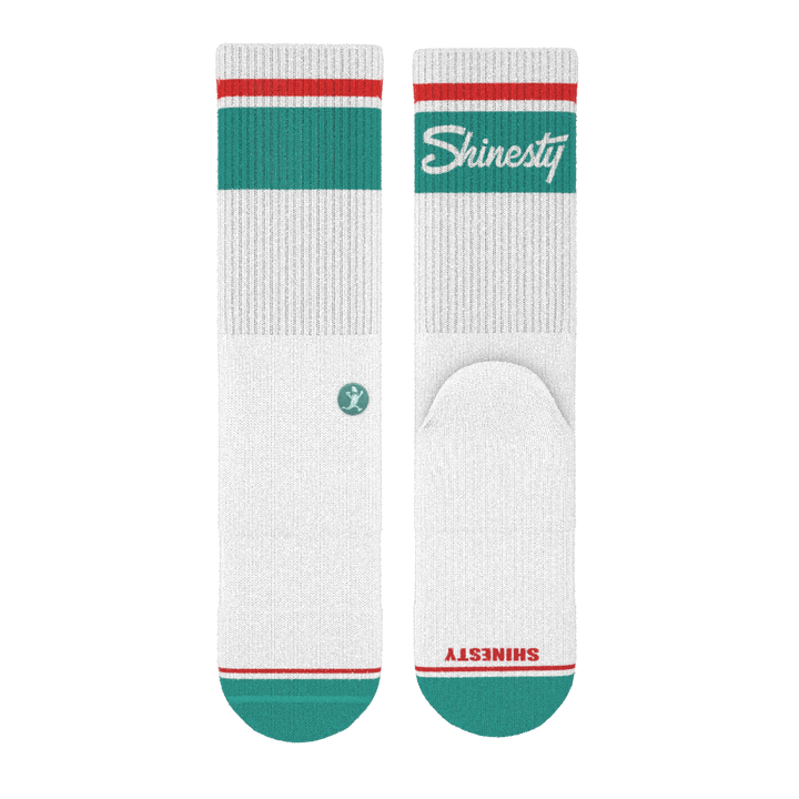 The Turks and Caicos | White and Teal Heel Hammock™ Crew Socks