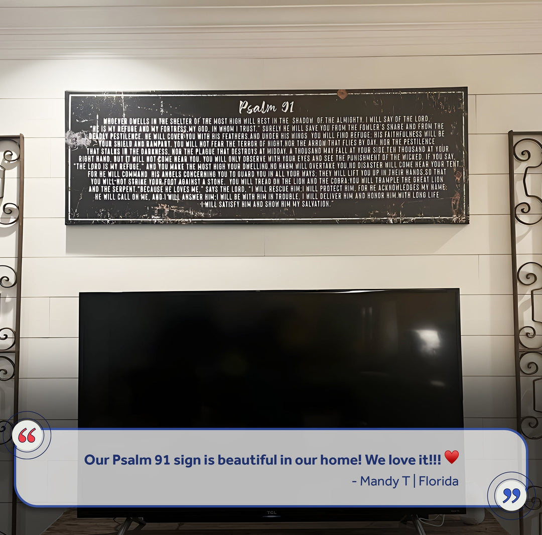 Psalm 91: 'He Is My Refuge' Sign - Inspirational Christian Wall Art for living room, religious decor