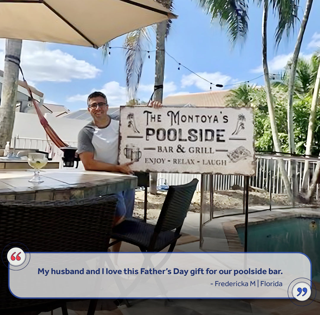 Personalized Poolside Bar And Grill Sign