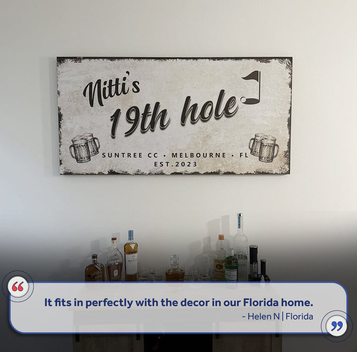 19th Hole Golf Personalized Sign III