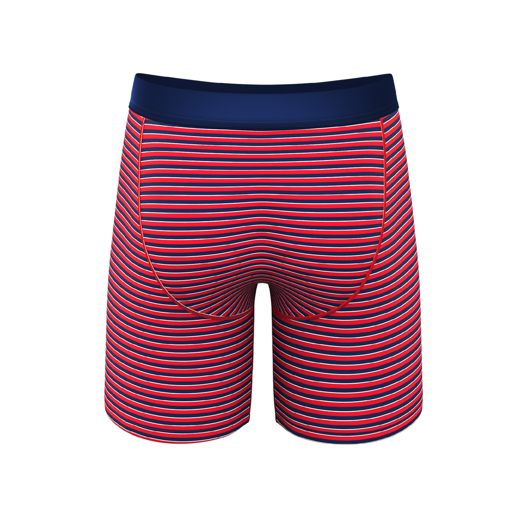 The US of A | USA Stripe Long Leg Ball Hammock Pouch Underwear With Fly