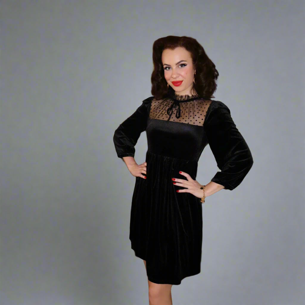 Penelope Retro Mini Dress in Velvet