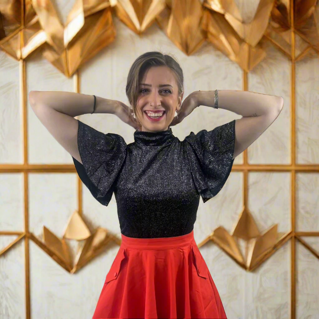 Lilith Retro Blouse in Midnight Dazzle