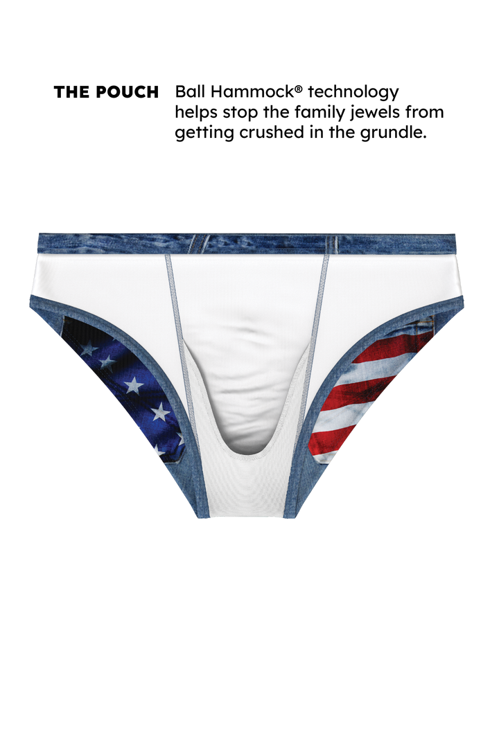 The Chattahoochee Daddy | USA Denim Print Ball Hammock® Pouch Swim Briefs